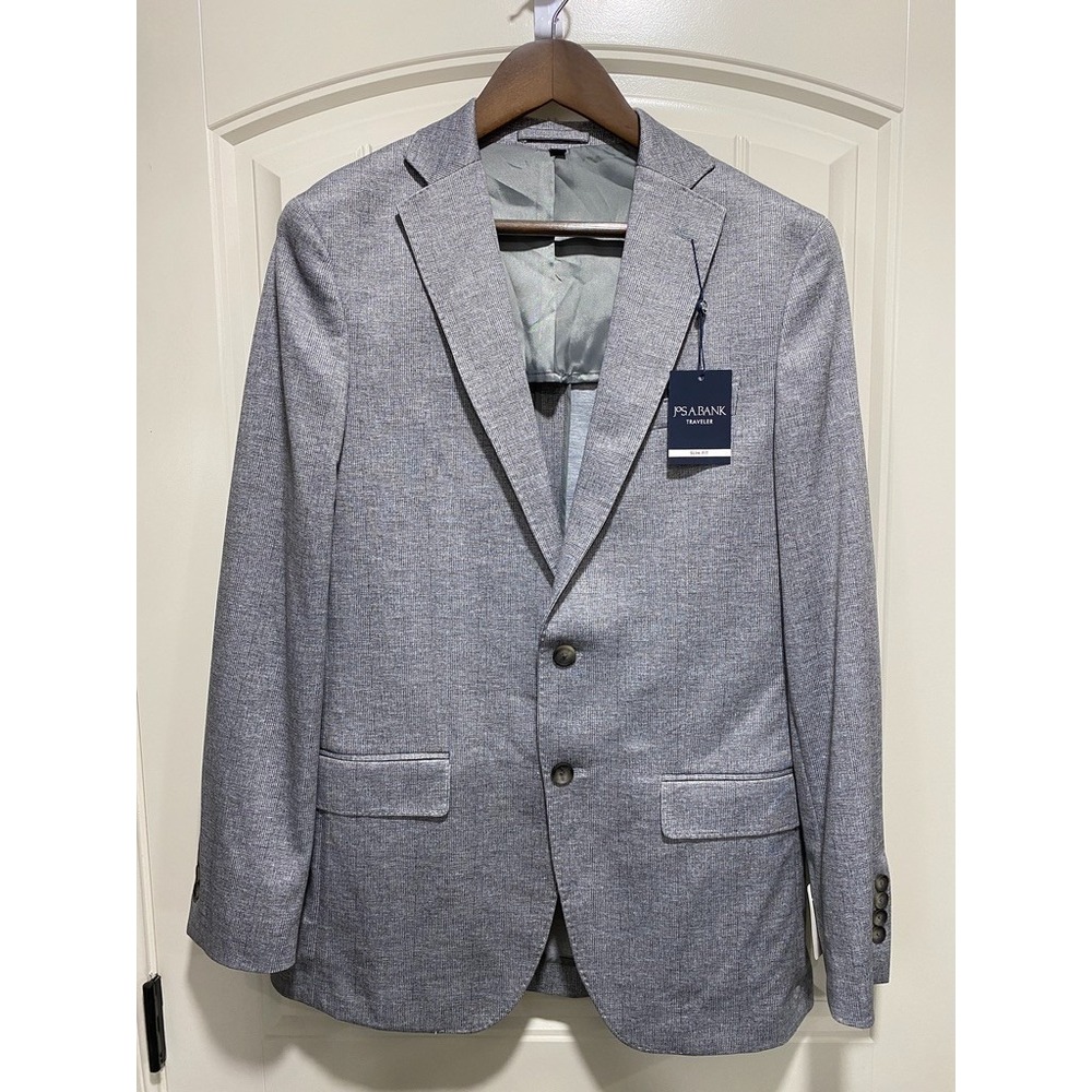 Jos. A. Bank Slim Fit Travler Coat Blazer 40L Beige/Oatmeal Double Vented